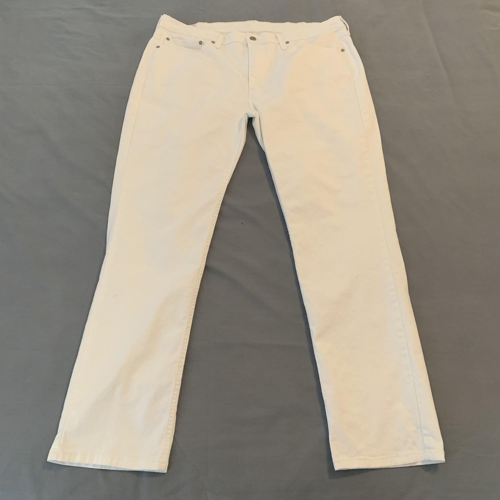 Levis 514 Jeans Mens 38x32 White Straight Fit Straight Leg Stretch Denim Classic